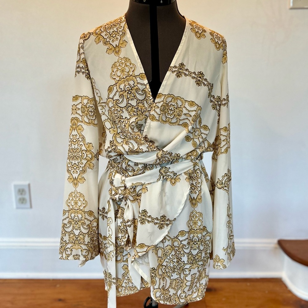 Missguided Cream and Gold Mini Dress NWT